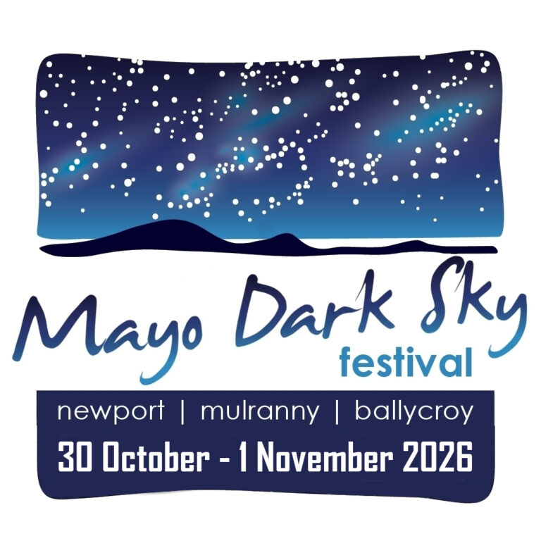 Mayo Dark Sky Festival 2026 logo, starry sky, Newport, Mulranny, Ballycroy, 30 October-1 November, stargazing event.